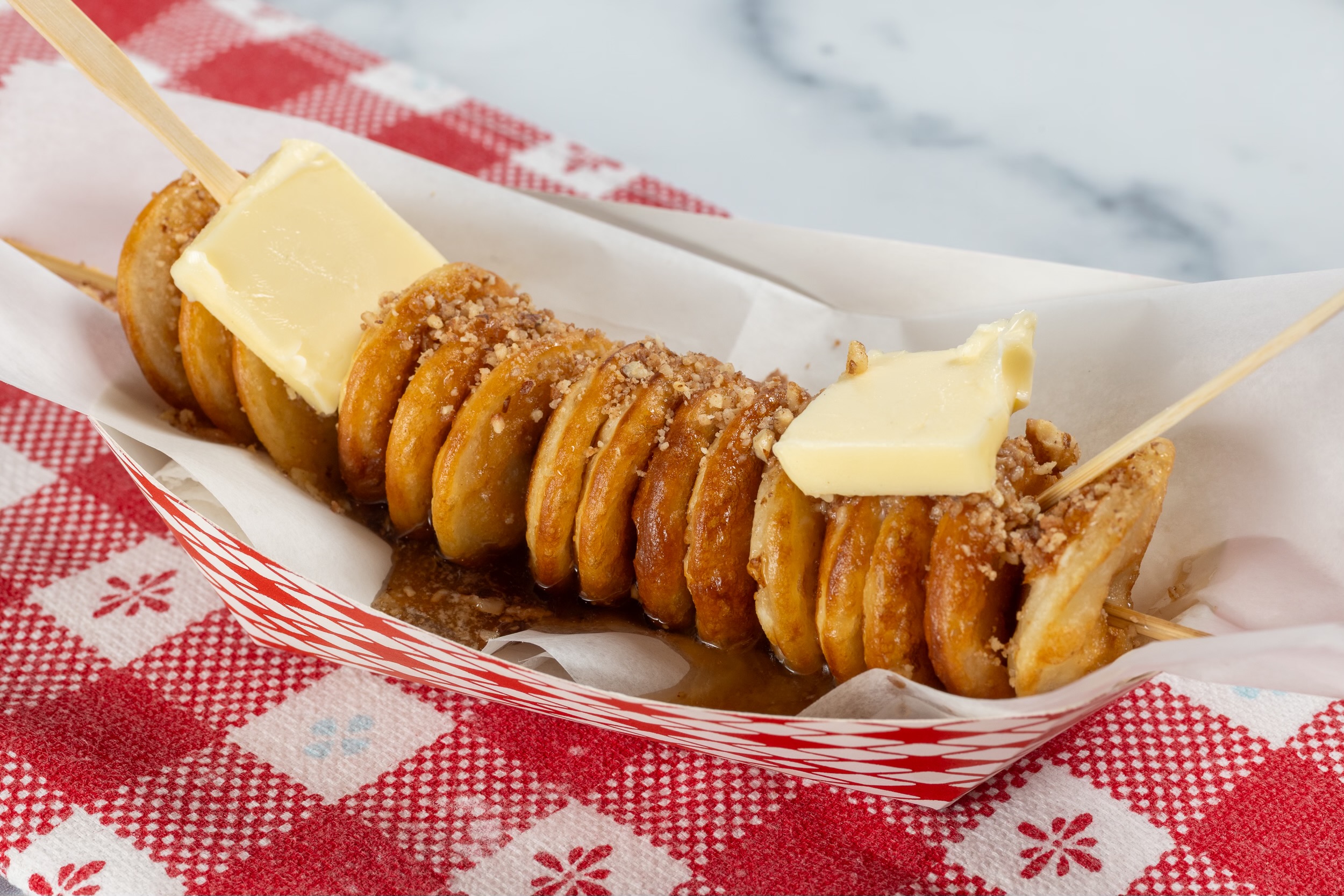 poffertjes with butter and syrup